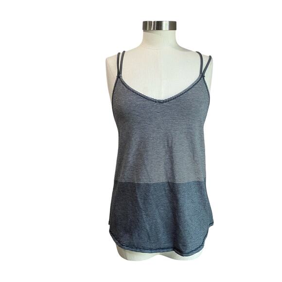 Lululemon Grey Striped Cross Strapped Low Back Tank Top Size M - Picture 1 of 8